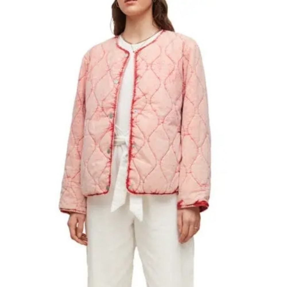 ALLSAINTS Reign Overdyed Onion Quilted Jacket Lightweight Faded Pink Wash 4 NWT - Picture 2 of 16